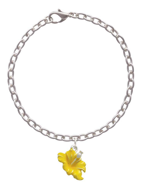 Yellow Hibiscus Flower Charm Bracelet