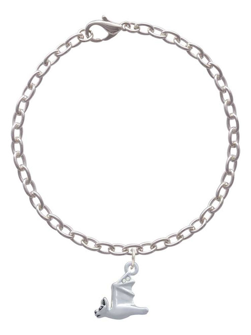 3-D Flying Bat with Crystals Charm Bracelet