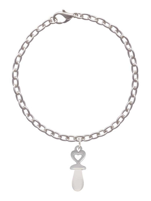 3-D Clear Frosted Baby Pacifier Charm Bracelet