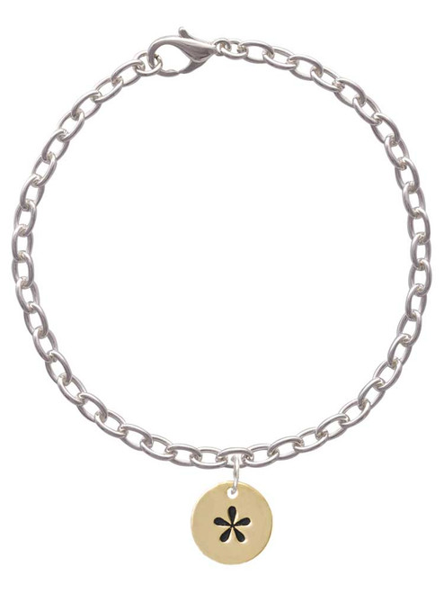 Gold Tone Disc 1/2'' - Symbol - Asterisk - * - Charm Bracelet