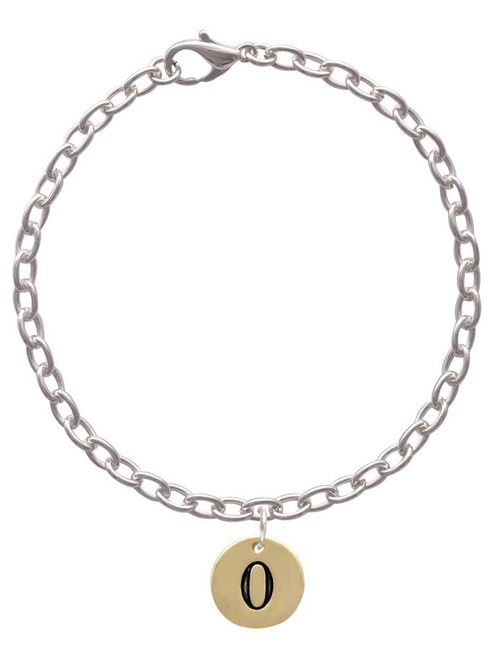 Gold Tone Disc 1/2'' Number - 0 - Charm Bracelet