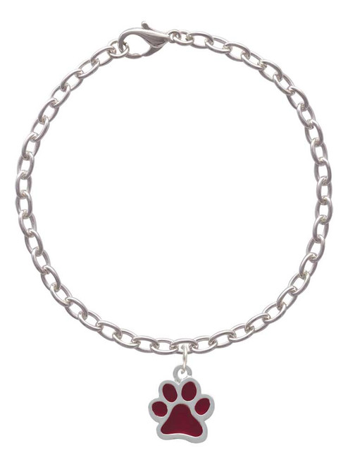 Medium Translucent Maroon Paw Charm Bracelet