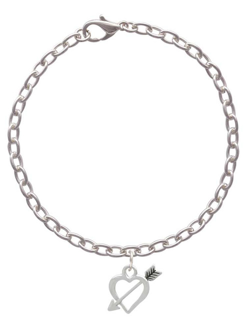 Open Heart with Feathered Arrow Charm Bracelet