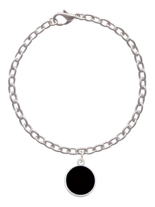 Small Black Enamel Disc Charm Bracelet