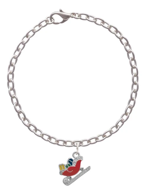 Red Christmas Sleigh Charm Bracelet