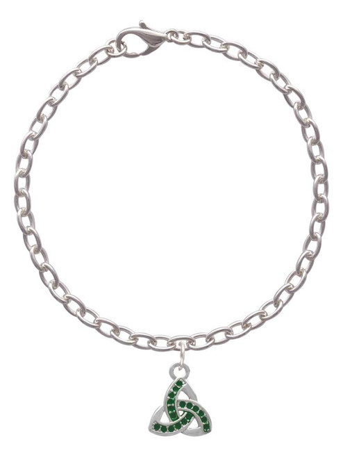 Small 2-D Green Trinity Knot Charm Bracelet