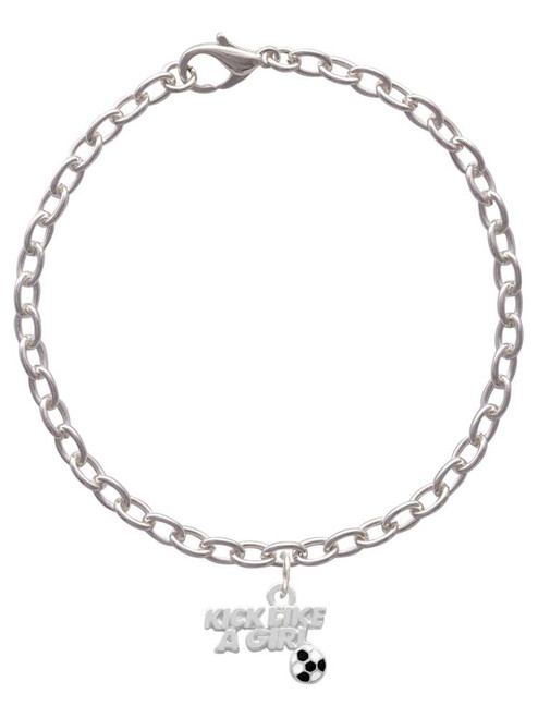 Kick Like a Girl with Enamel Soccer Ball Charm Bracelet