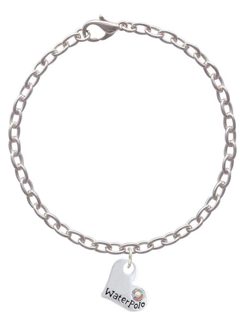 Heart with ''Water Polo'' and AB Crystal Charm Bracelet