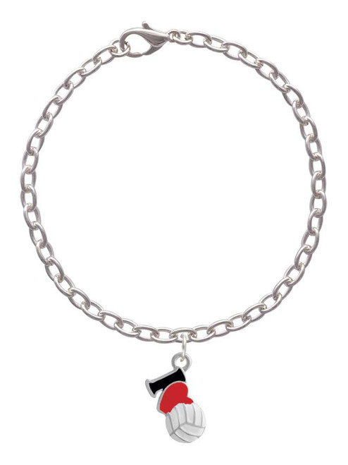 I Love Volleyball - Red Heart Charm Bracelet