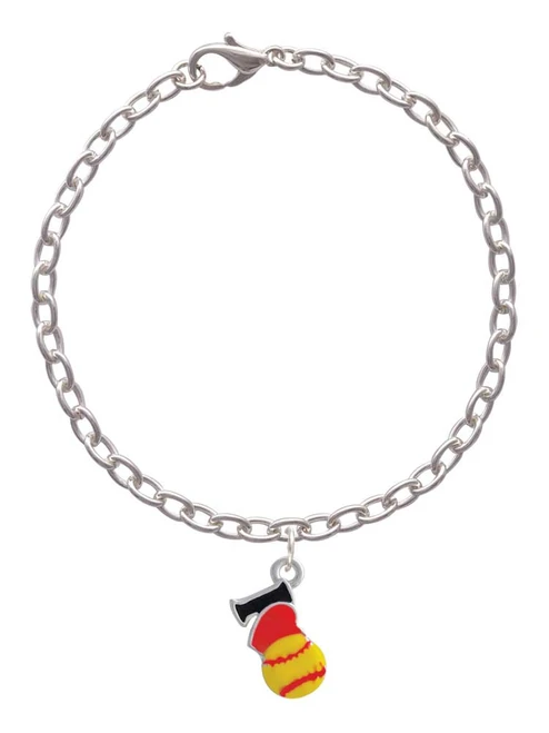 I love Softball - Red Heart Charm Bracelet