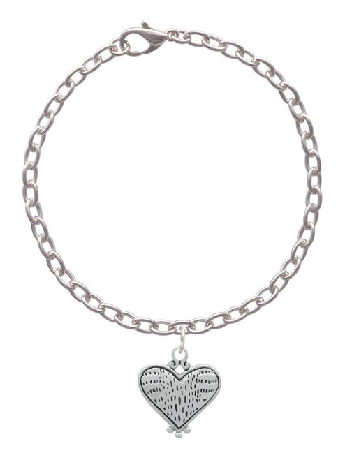 Antiqued Alligator Print Heart Charm Bracelet
