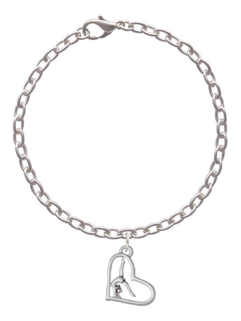 Gymnast in Heart Charm Bracelet