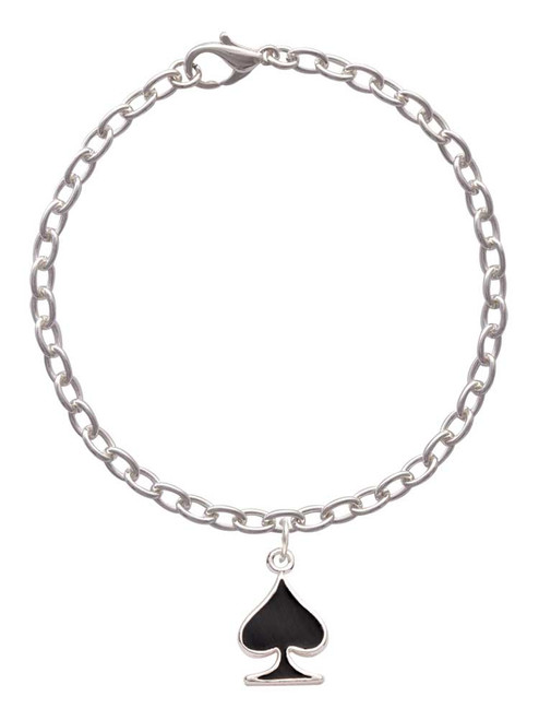 Card Suit - Black Spade Charm Bracelet