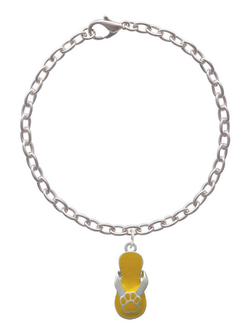 Yellow Paw Flip Flop Charm Bracelet