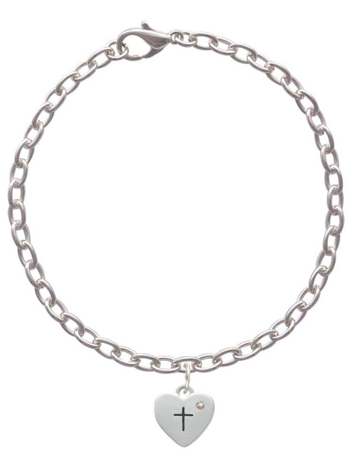 Small Heart with Cross & Fish with Crystal Charm Bracelet