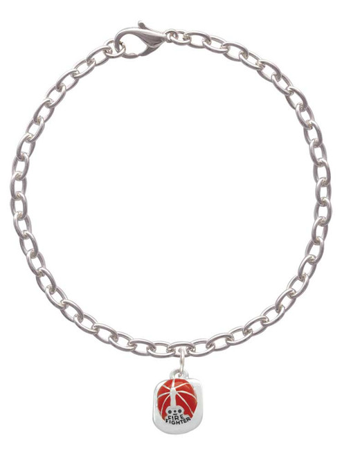 Red Enamel Firefighter Helmet Charm Bracelet