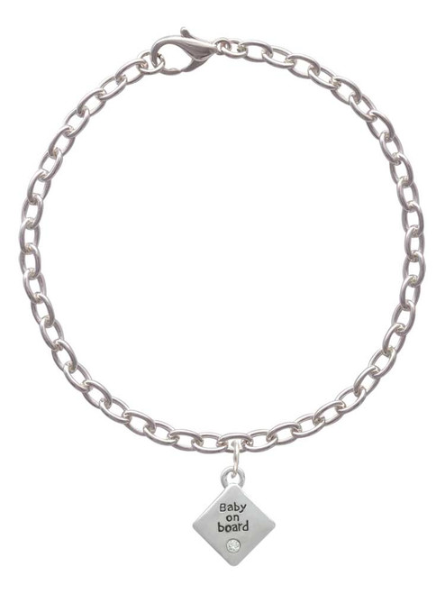 2-D ''Baby on Board'' Sign with Foot Print Charm Bracelet