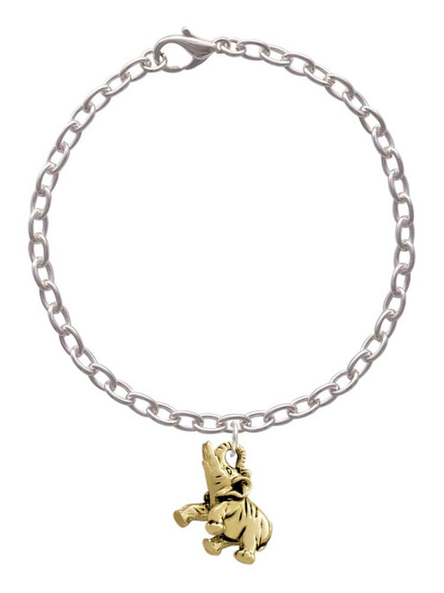 Gold Tone 3-D Elephant Charm Bracelet