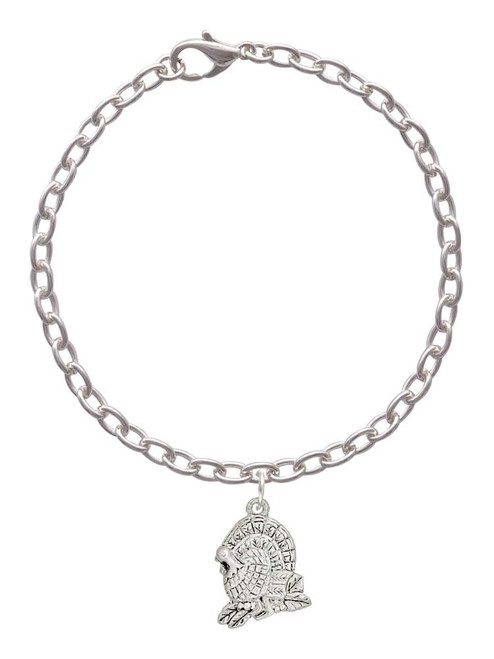 Medium Silver Tone Turkey Charm Bracelet