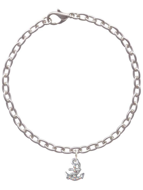Mini AB Crystal Anchor Charm Bracelet