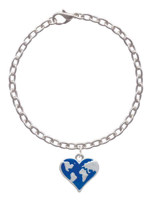 Enamel Earth Heart Charm Bracelet