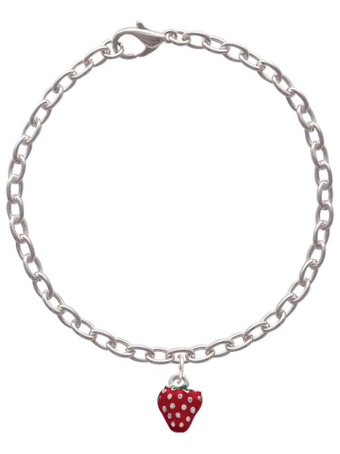 Mini 2-D Enamel Strawberry Charm Bracelet