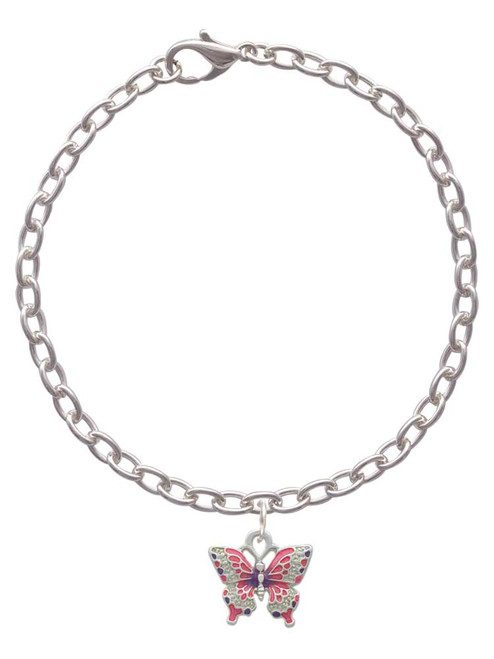 Small Hot Pink & Purple Butterfly Charm Bracelet