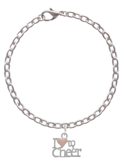 I love to Cheer with Pink Heart Charm Bracelet
