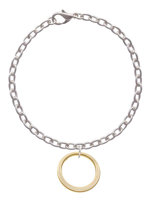 Large Gold Tone Karma Ring Charm Bracelet