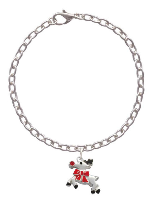Reindeer with Red Crystal Charm Bracelet