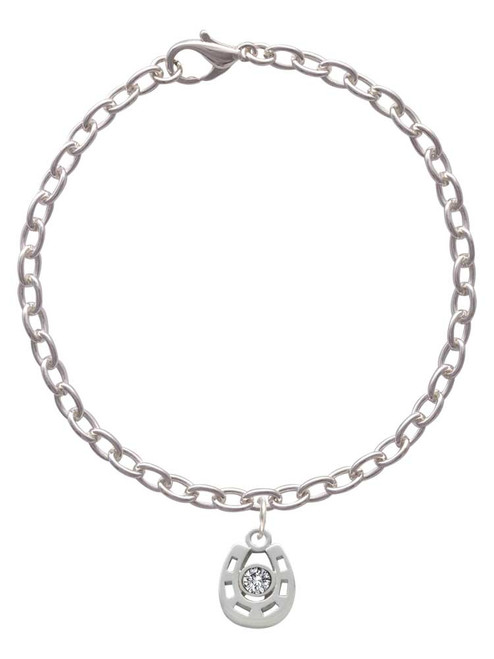 Small Clear Crystal Horseshoe Charm Bracelet