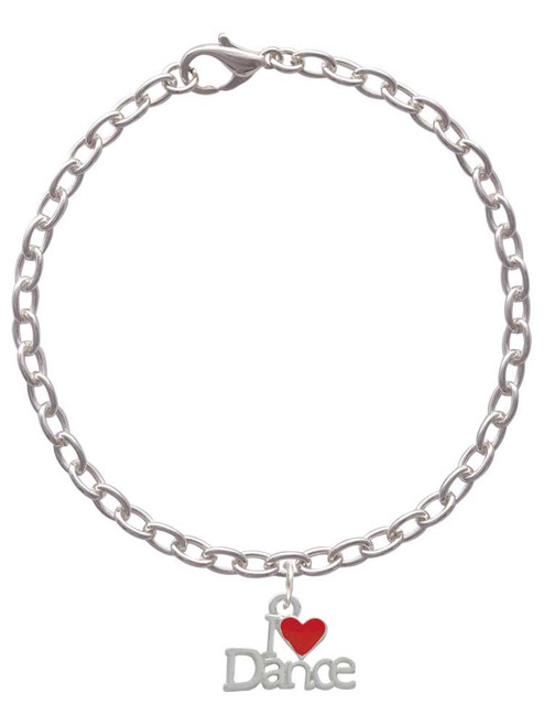 I love Dance with Red Heart Charm Bracelet