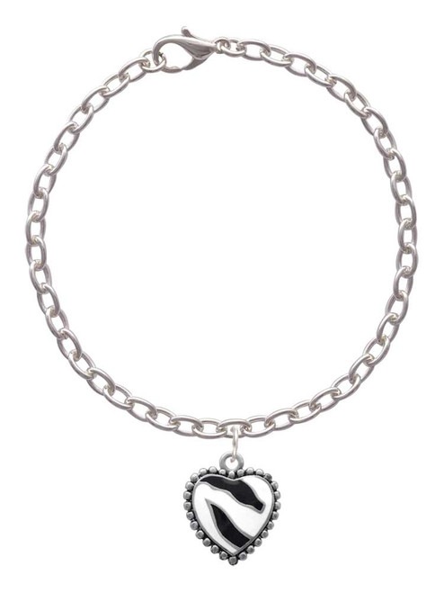Enamel Zebra Print Heart Charm Bracelet
