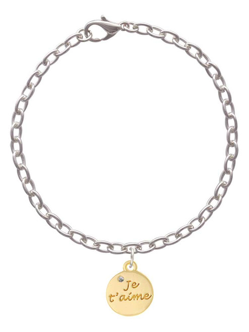 Gold Tone Je T'aime Disc Charm Bracelet