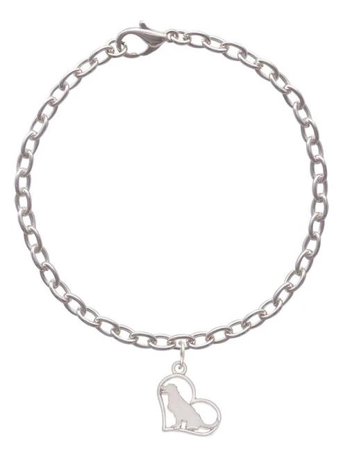Labrador Silhouette Heart Charm Bracelet