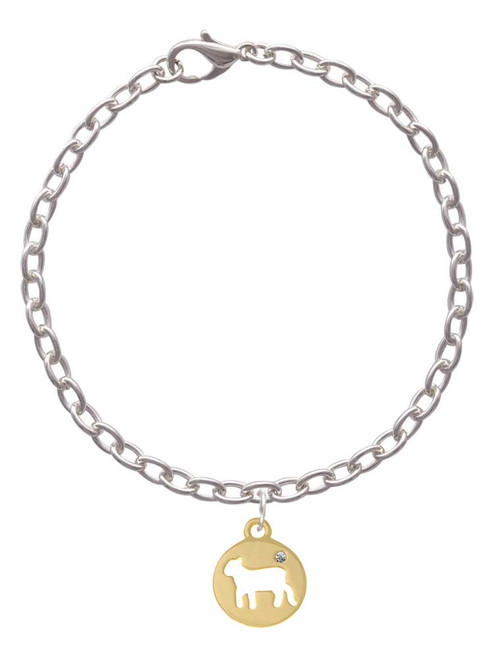 Gold Tone Lamb Silhouette Charm Bracelet