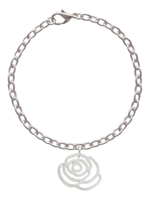 Large Rose Outline Charm Bracelet