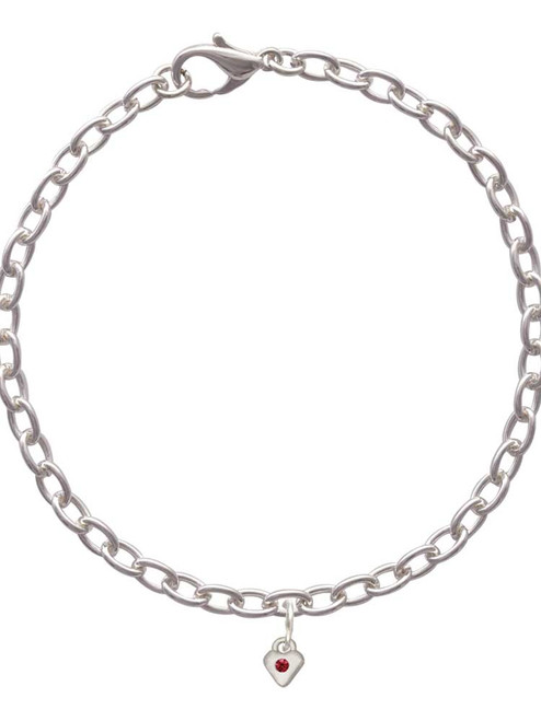 Mini January - Maroon Crystal Heart Charm Bracelet