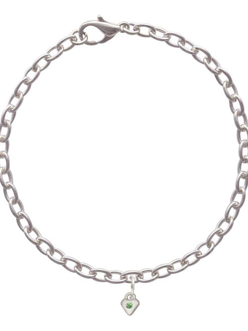 Mini August - Lime Green Crystal Heart Charm Bracelet