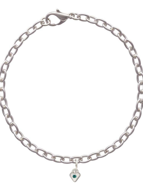 Mini December - Teal Crystal Heart Charm Bracelet