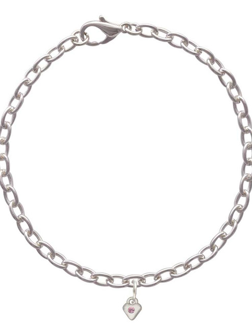 Mini Light Pink Crystal Heart Charm Bracelet