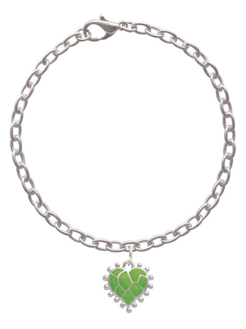 Lime Green Giraffe Print Heart Charm Bracelet