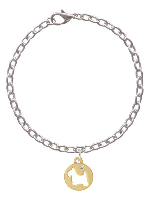 Gold Tone Scottie Dog Silhouette Charm Bracelet