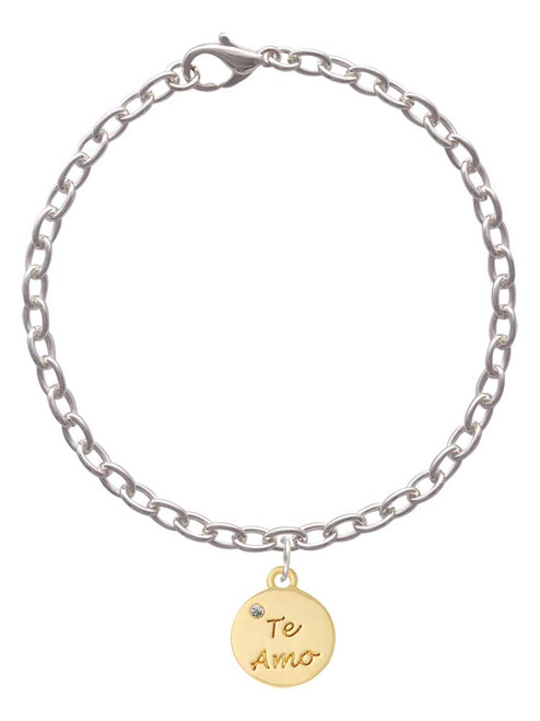Gold Tone Te Amo Disc Charm Bracelet