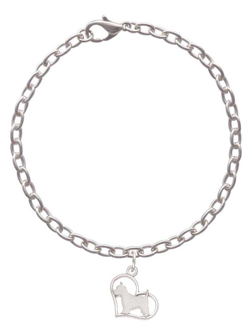 Westie Silhouette Heart Charm Bracelet