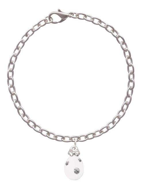 White Easter Egg with Clear Crystal Dots Charm Bracelet