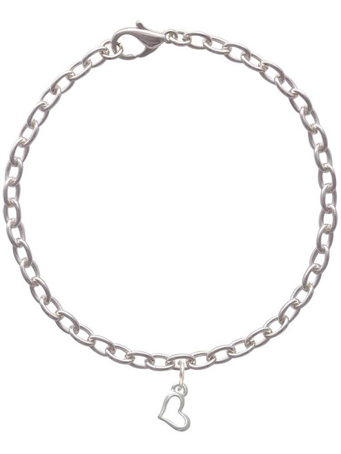 Small Slanted Open Heart Charm Bracelet