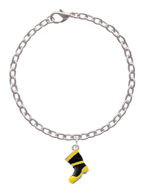 Black and Yellow Firefighter Boot Charm Bracelet