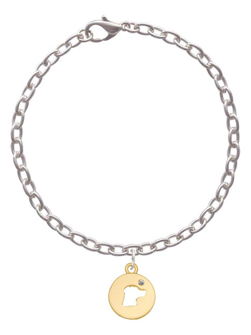 Gold Tone Dog Head Silhouette Charm Bracelet