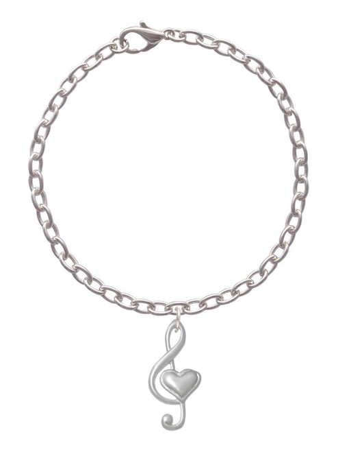Large Clef with Heart Charm Bracelet